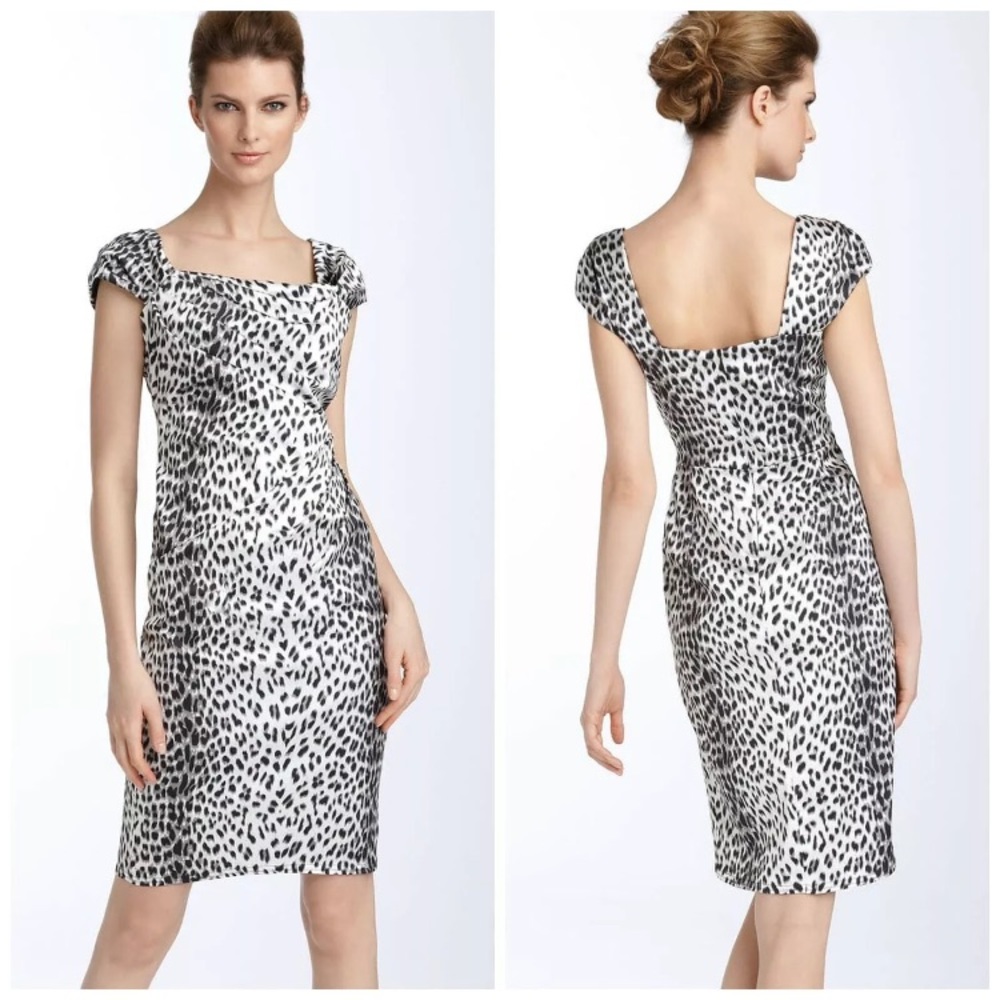 TADASHI SHOJI Animal Print Body Con Cocktail Dress